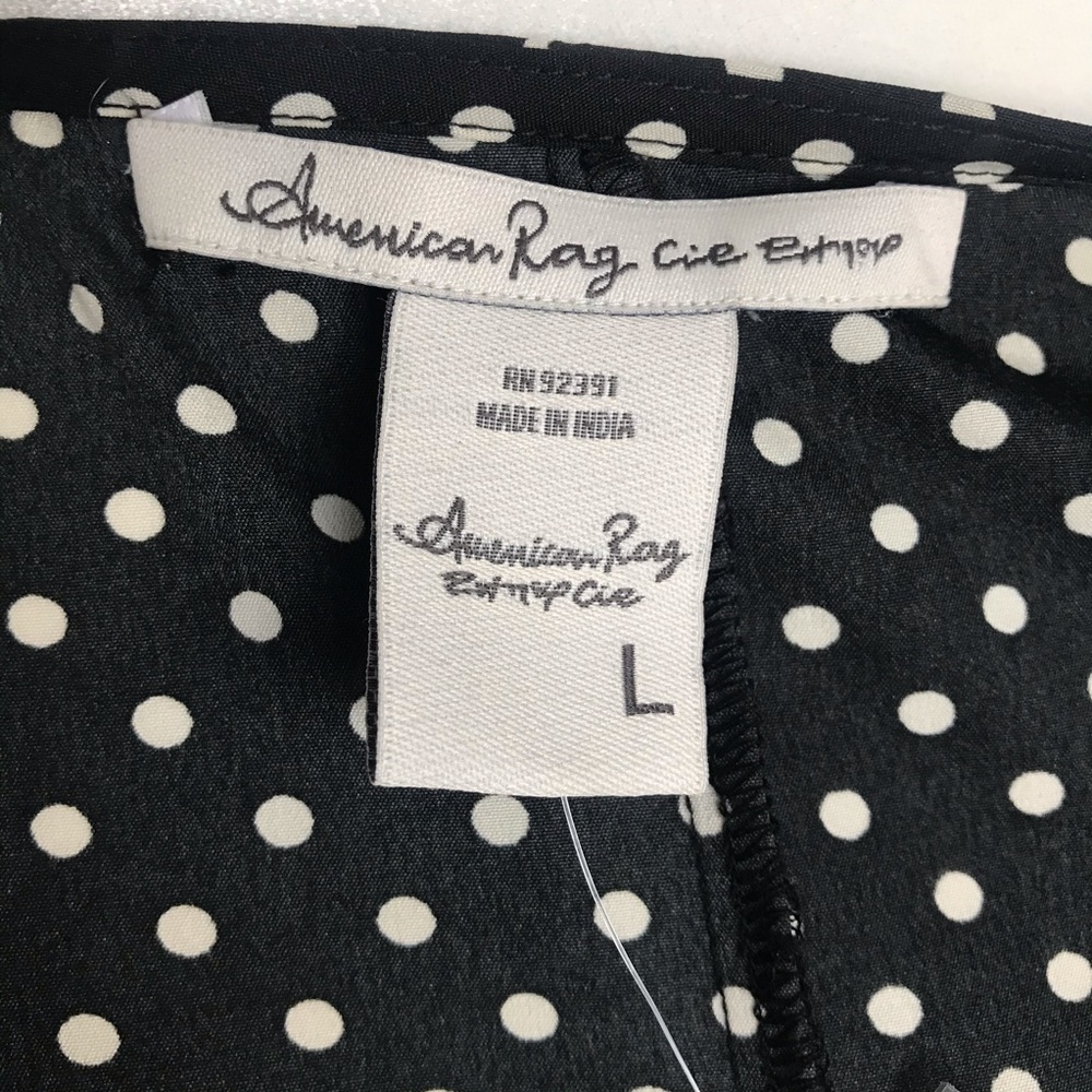 American Rag Black and White Polka Dot Long Sleeve Dress - Picture 6 of 9